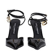 Dolce & Gabbana Black Leather Stiletto Heels Sandals Dolce & Gabbana