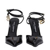 Dolce & Gabbana Black Leather Stiletto Heels Sandals Dolce & Gabbana