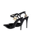 Dolce & Gabbana Black Leather Stiletto Heels Sandals Dolce & Gabbana