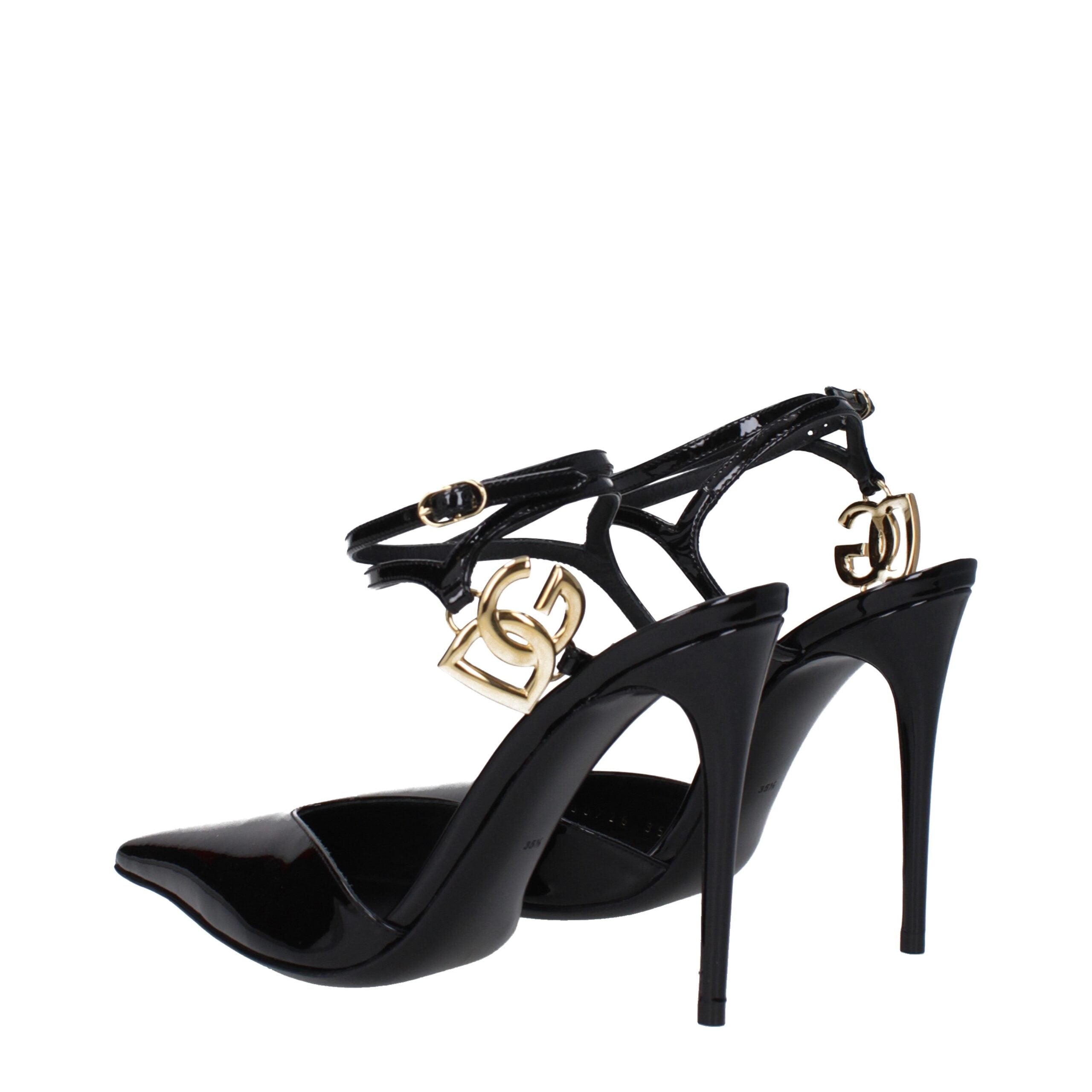 Dolce & Gabbana Black Leather Stiletto Heels Sandals Dolce & Gabbana