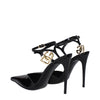 Dolce & Gabbana Black Leather Stiletto Heels Sandals Dolce & Gabbana