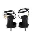 Dolce & Gabbana Black Leather Stiletto Heels Sandals Dolce & Gabbana