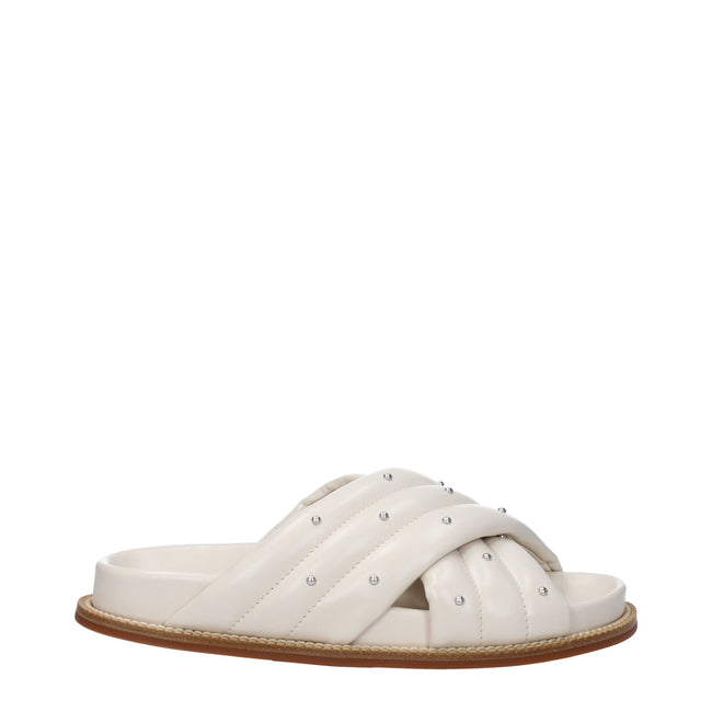 Fabiana Filippi Beige Leather Slippers Sandals Fabiana Filippi