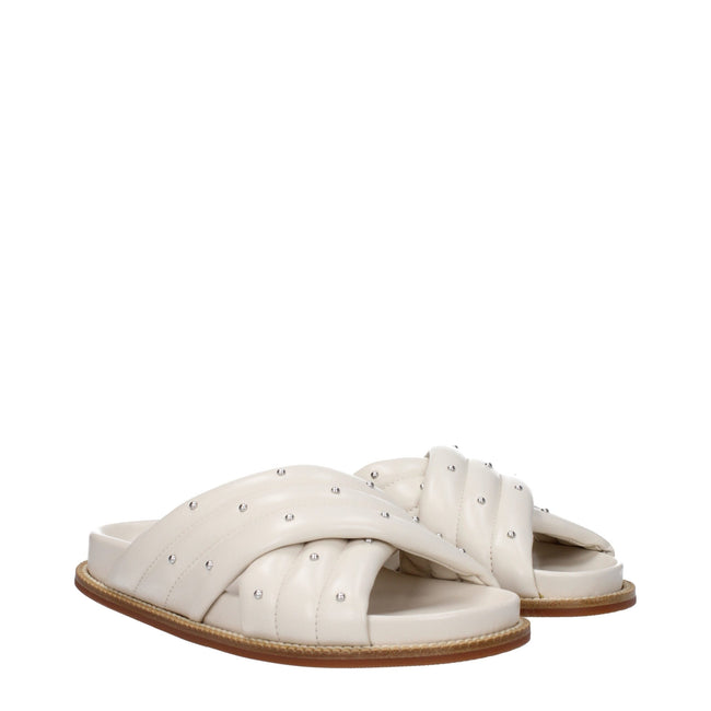 Fabiana Filippi Beige Leather Slippers Sandals Fabiana Filippi