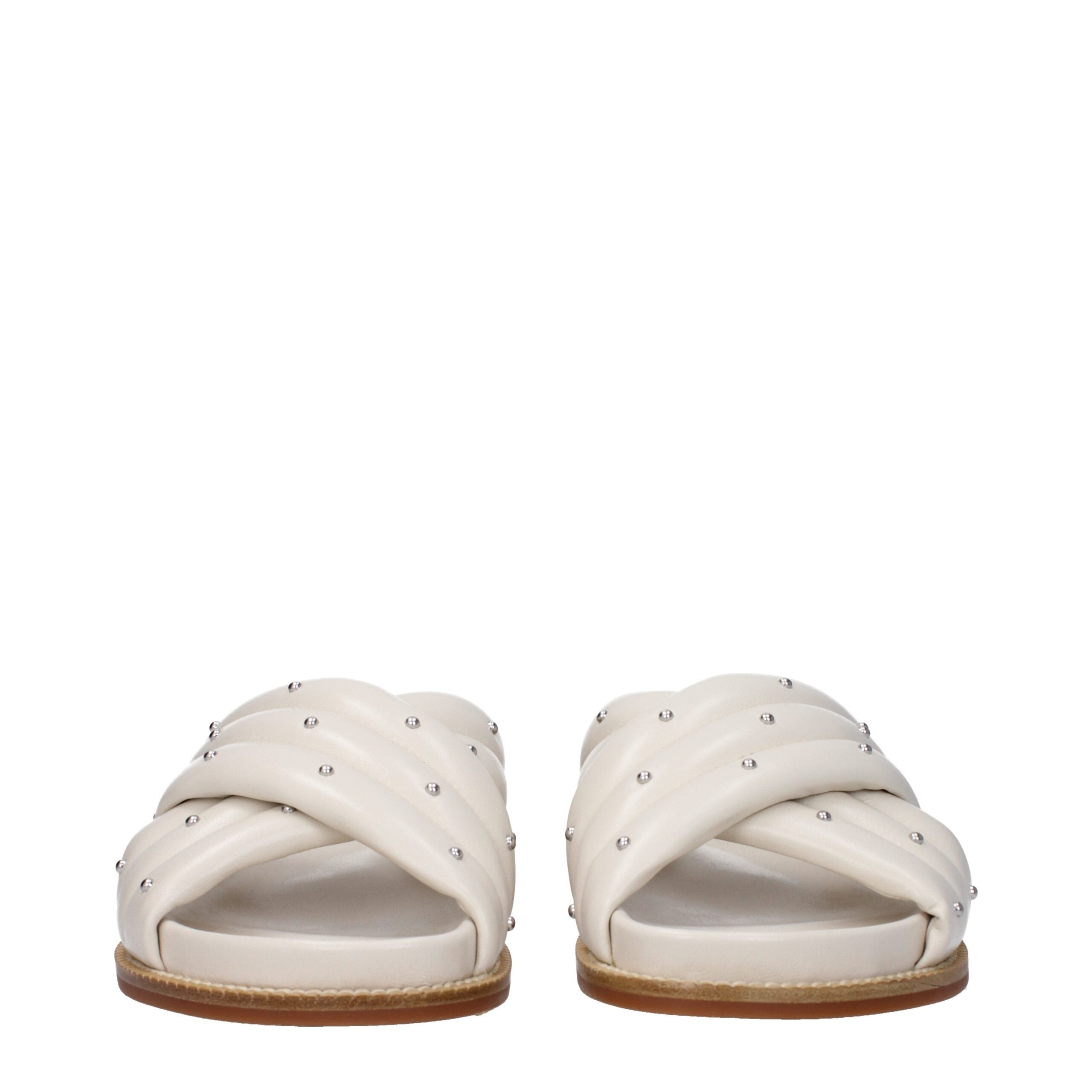 Fabiana Filippi Beige Leather Slippers Sandals Fabiana Filippi