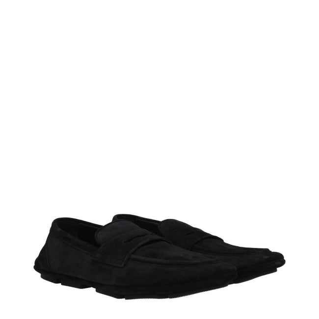 Dolce & Gabbana Black Leather Slip-On Loafers Dolce & Gabbana