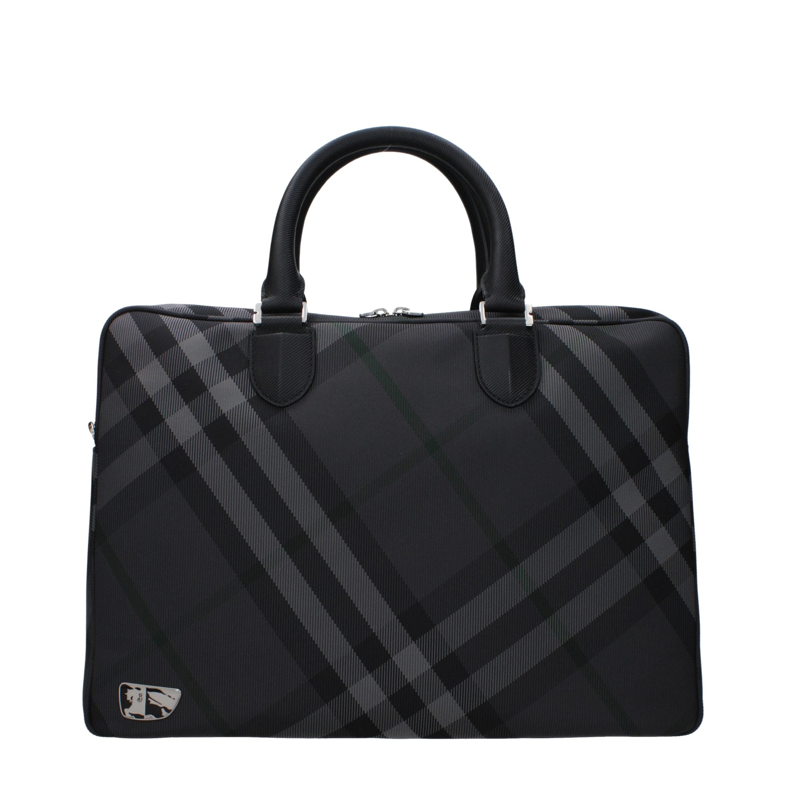 Burberry Gray Fabric Business And Laptop Bags Burberry