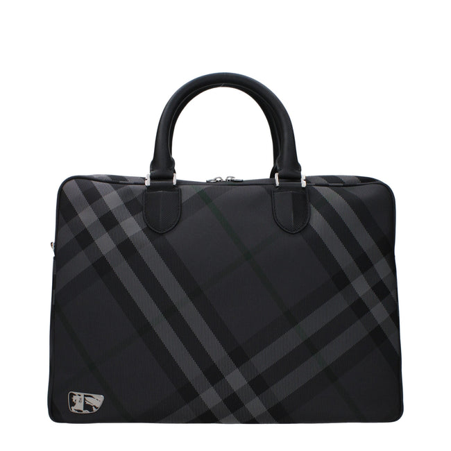 Burberry Gray Fabric Business And Laptop Bags Burberry