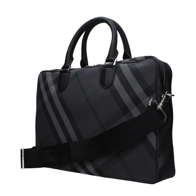 Burberry Gray Fabric Business And Laptop Bags Burberry