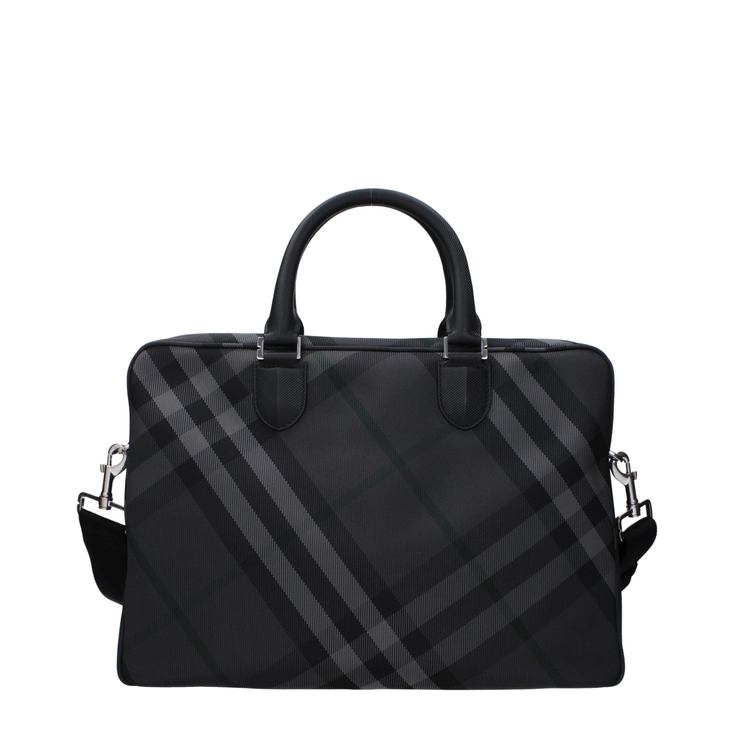 Burberry Gray Fabric Business And Laptop Bags Burberry