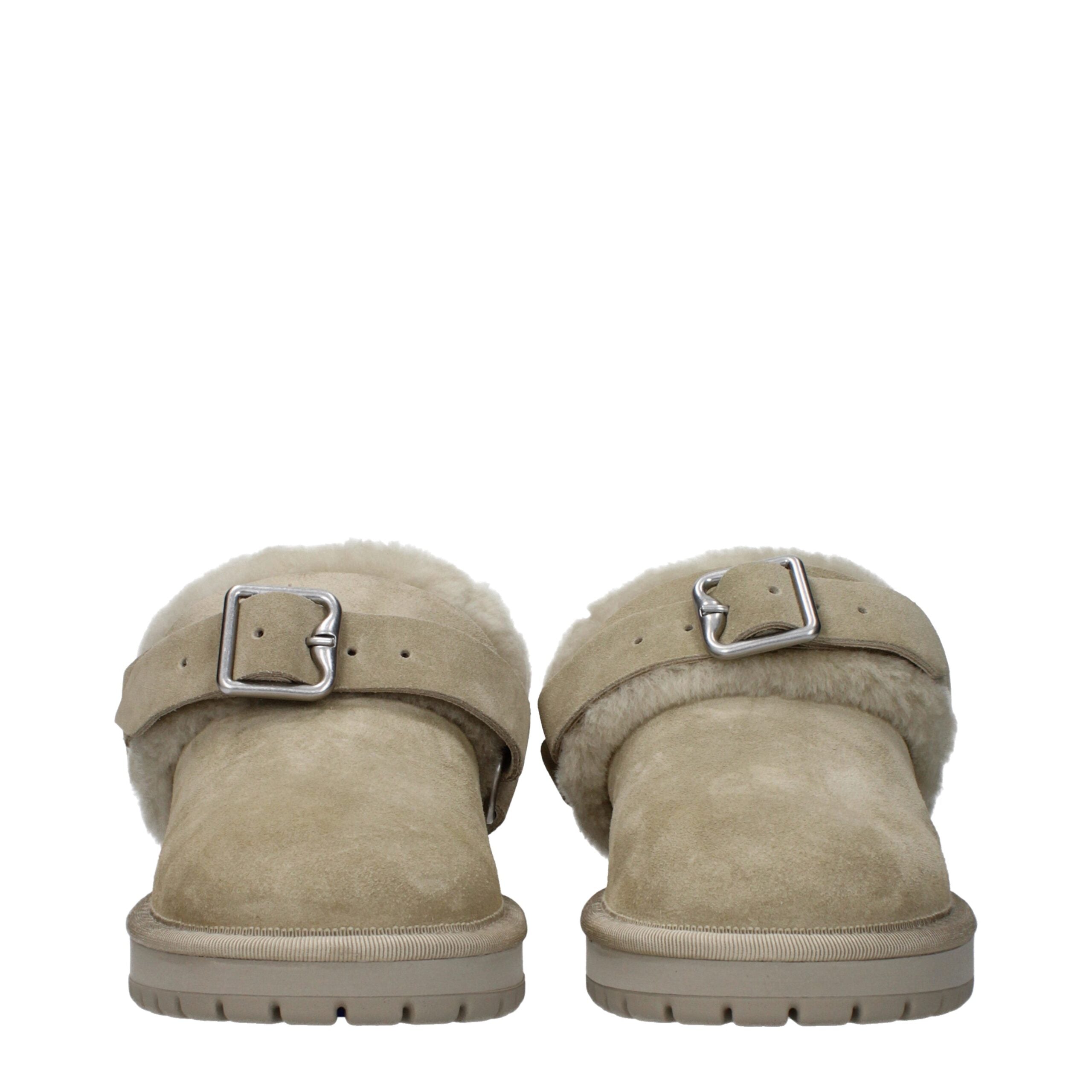 Burberry Green Leather Slippers Sandals Burberry