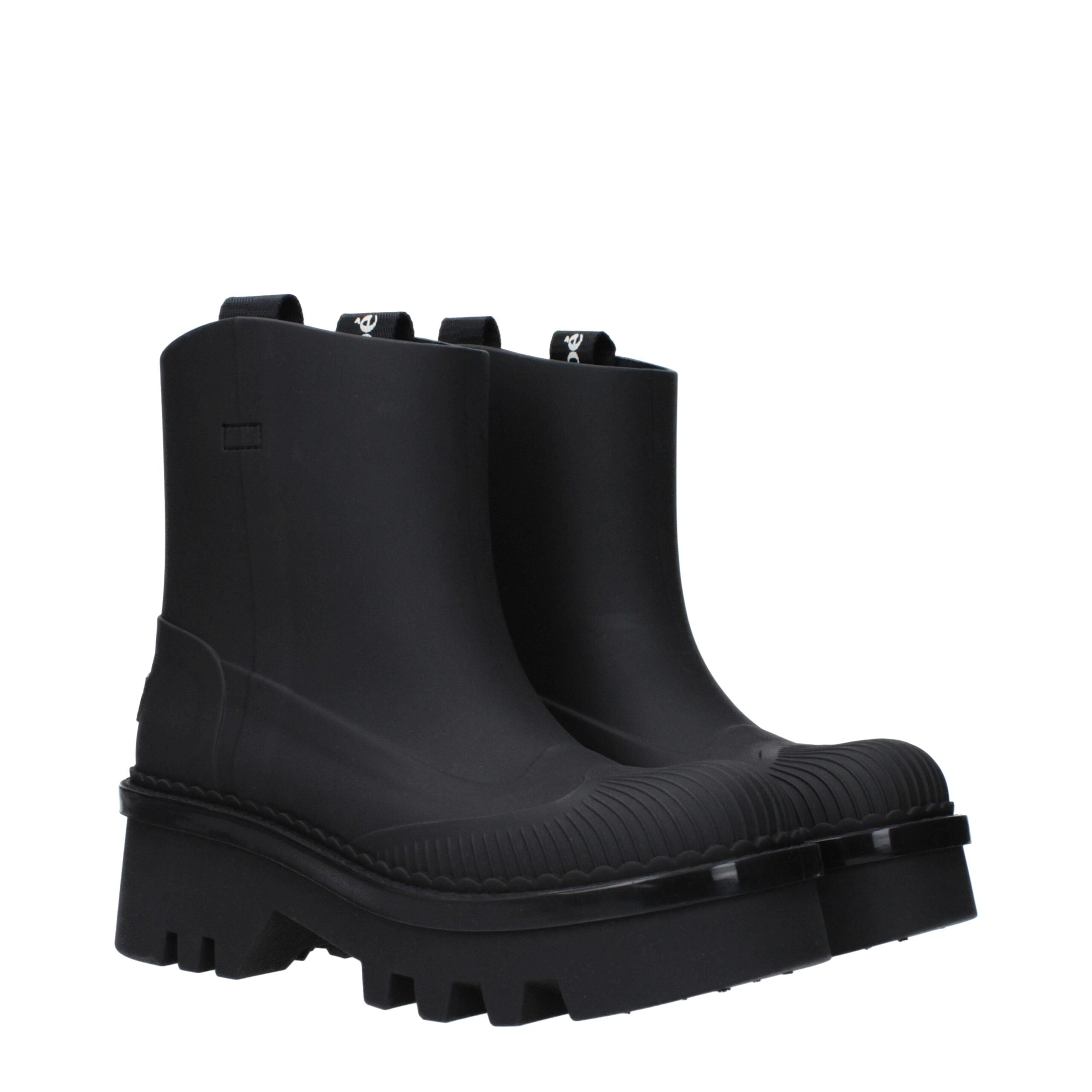 Chloé Black Cotton Ankle Boots Chloé