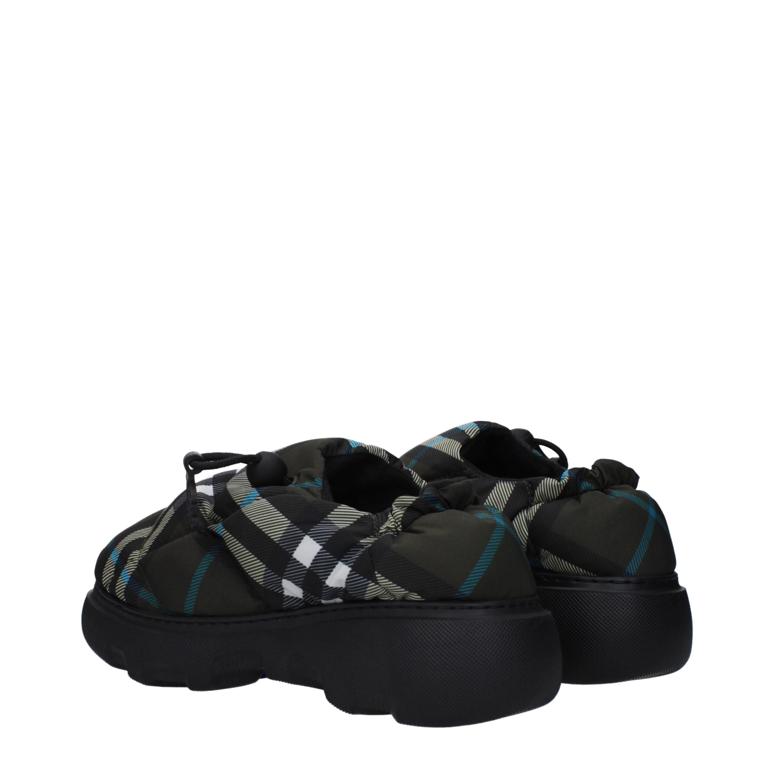 Burberry Green Fabric Slip-On Loafers Burberry