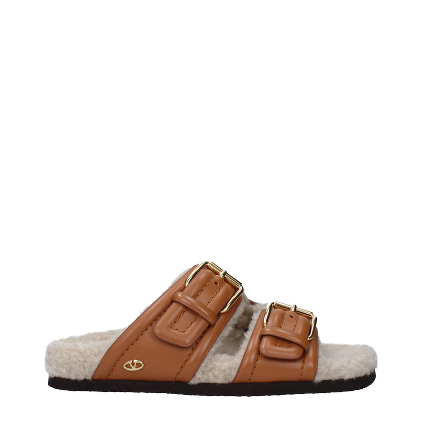 Valentino Garavani Brown Leather Slippers Valentino Garavani