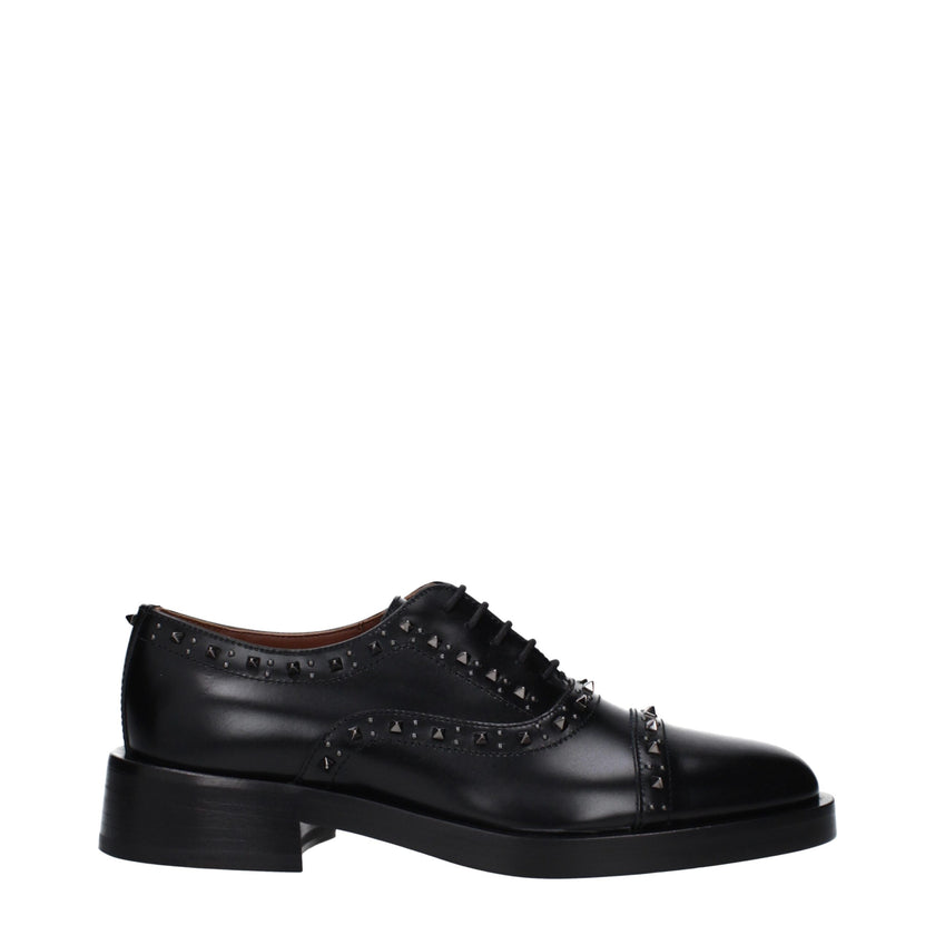 Valentino Garavani Black Leather Oxfords And Derbies
