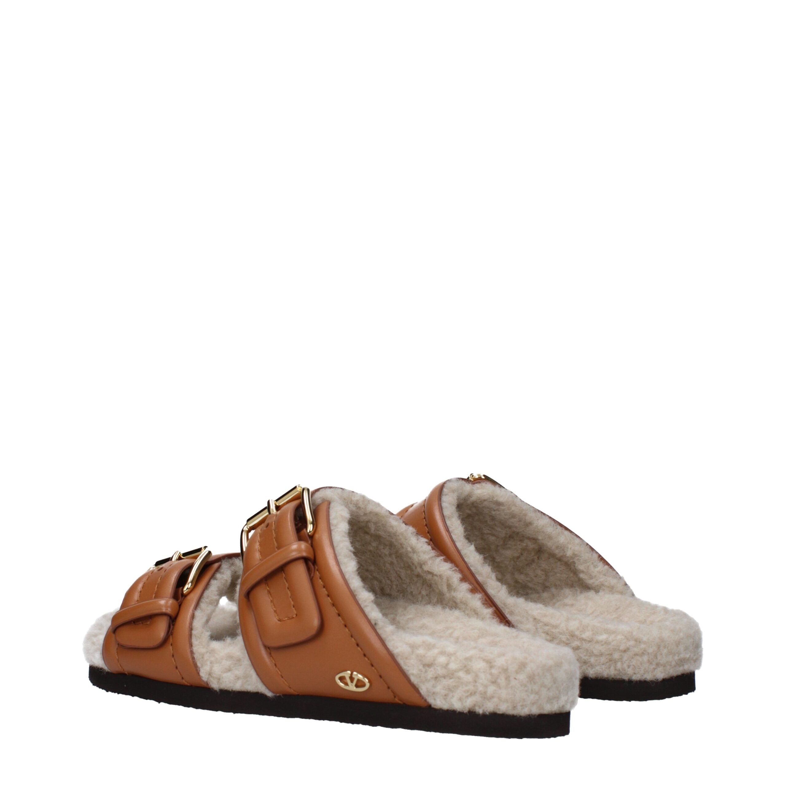 Valentino Garavani Brown Leather Slippers Sandals Valentino Garavani