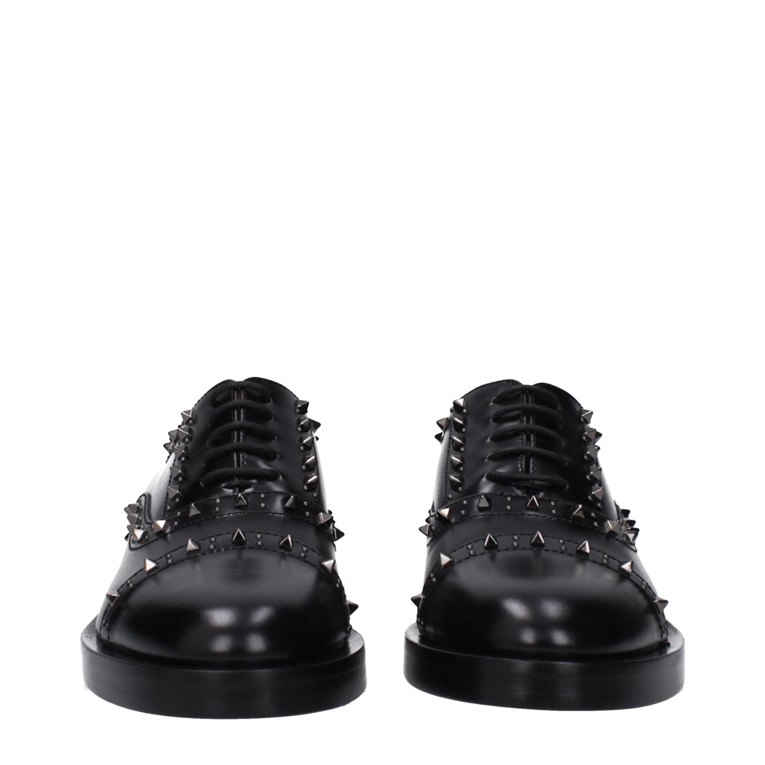 Valentino Garavani Black Leather Oxfords And Derbies Valentino Garavani