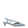 Fendi Light Blue Leather Flat Sandals Fendi