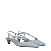 Fendi Light Blue Leather Flat Sandals Fendi