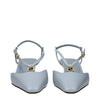 Fendi Light Blue Leather Flat Sandals Fendi