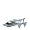 Fendi Light Blue Leather Flat Sandals Fendi