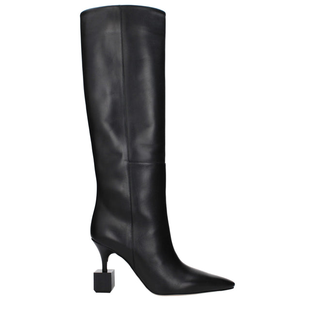 Jacquemus Black Leather High Heel Boots Jacquemus