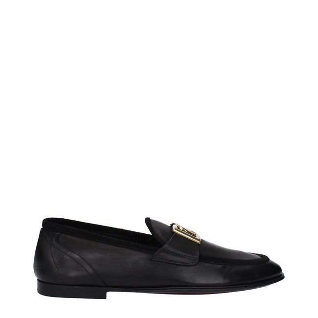 Dolce & Gabbana Black Leather Slip-On Loafers Dolce & Gabbana