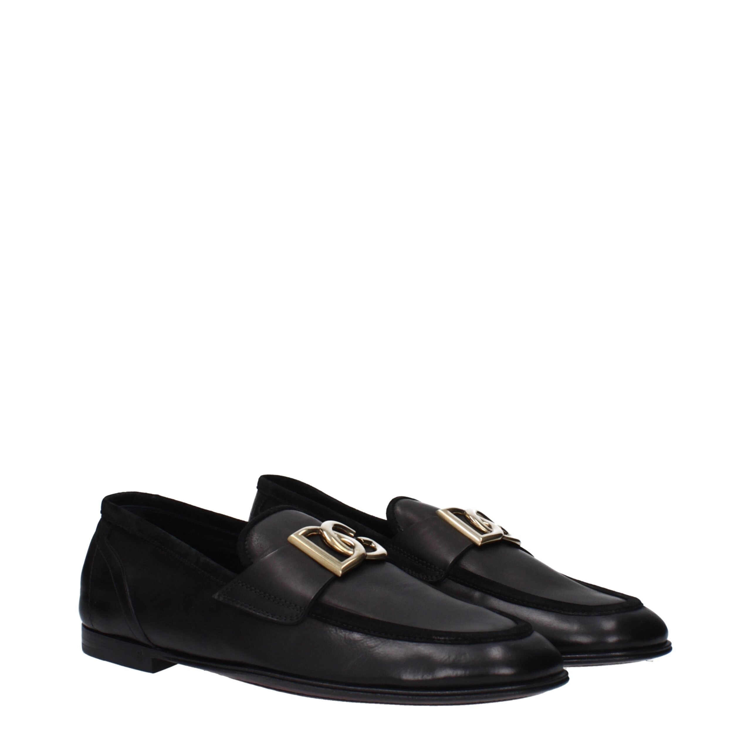 Dolce & Gabbana Black Leather Slip-On Loafers Dolce & Gabbana