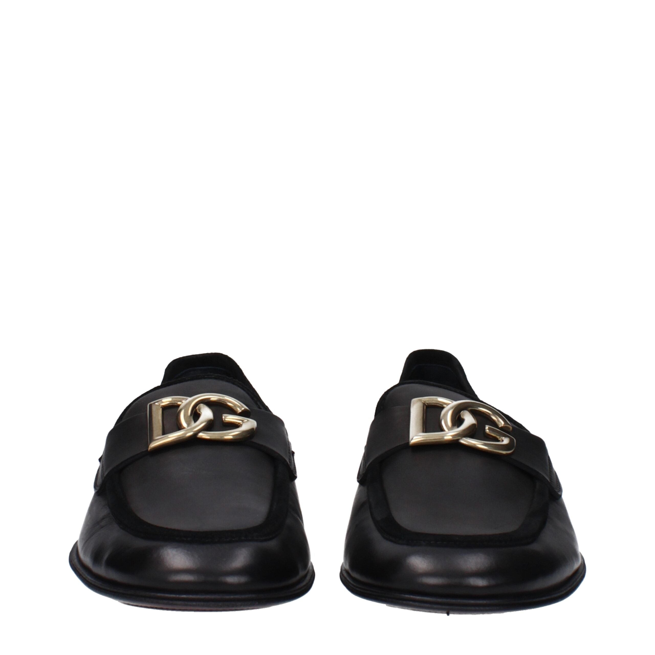 Dolce & Gabbana Black Leather Slip-On Loafers Dolce & Gabbana