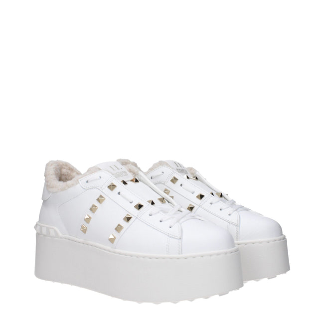 Valentino Garavani White Leather Platform Sneakers Valentino Garavani