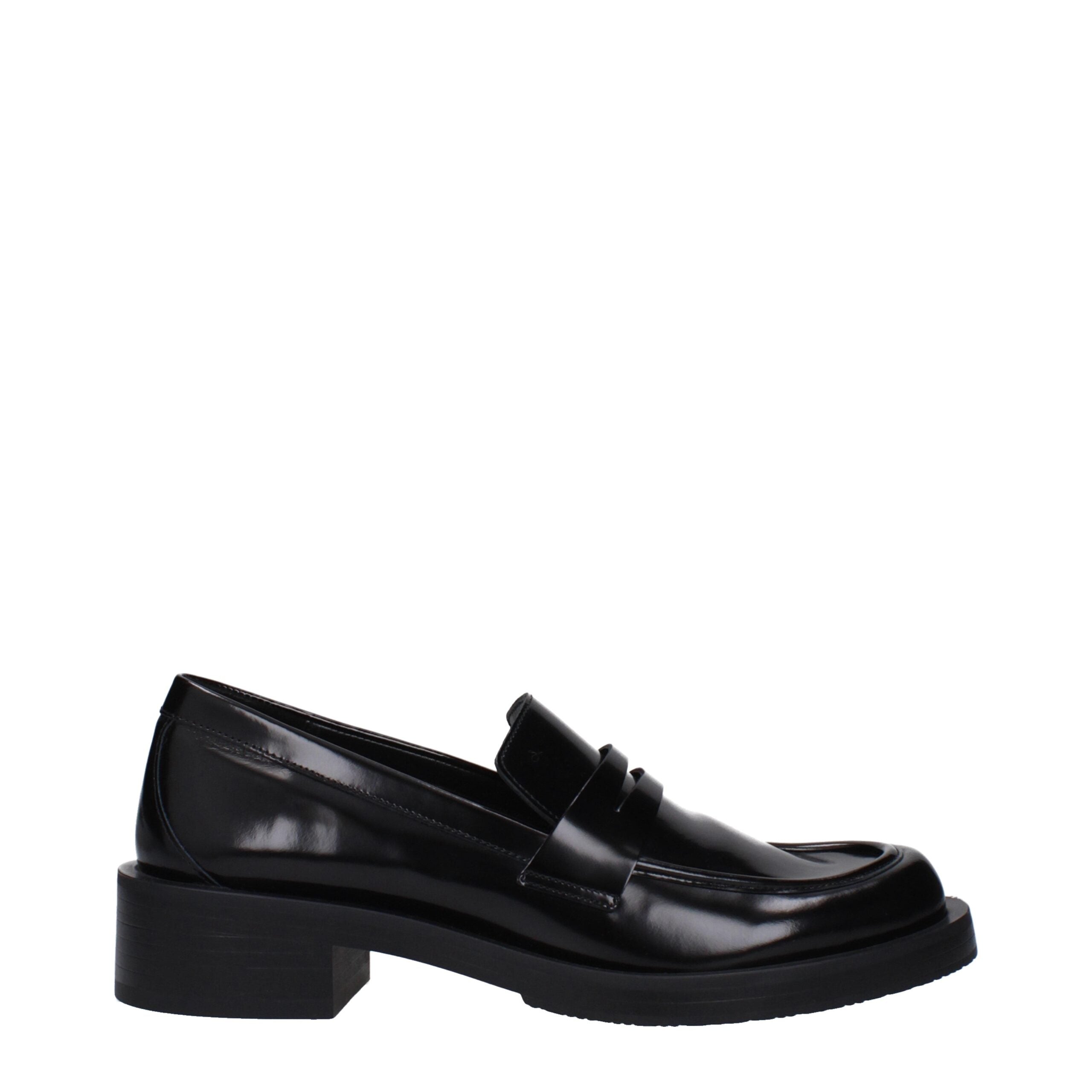 Stuart Weitzman Black Leather Slip-On Loafers Stuart Weitzman