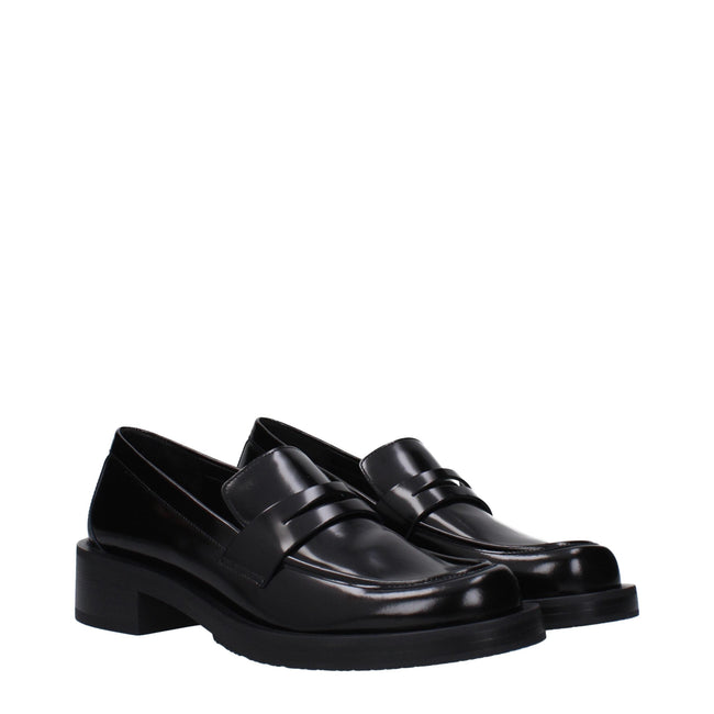 Stuart Weitzman Black Leather Slip-On Loafers Stuart Weitzman