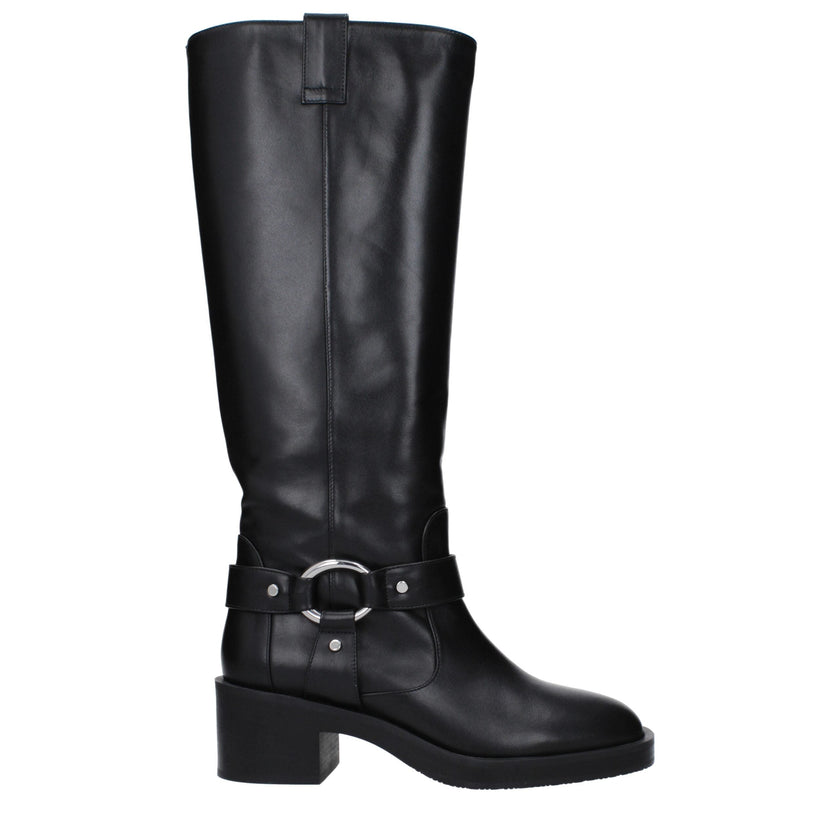 Stuart Weitzman Black Leather High Heel Boots