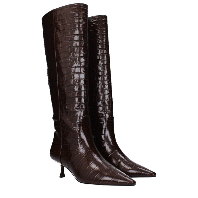 Stuart Weitzman Brown Leather High Heel Boots Stuart Weitzman