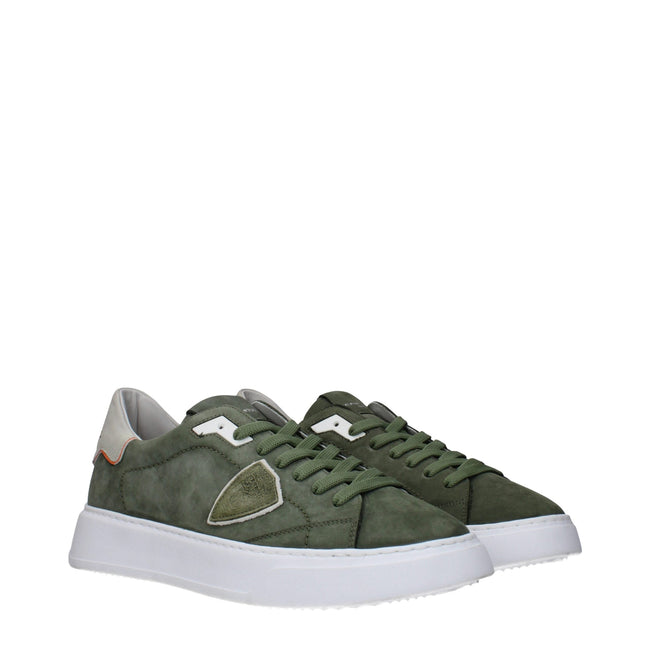 Philippe Model Green Leather Low Tops Philippe Model