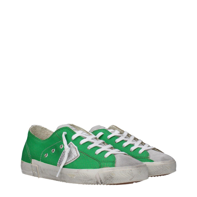 Philippe Model Green Leather Low Tops Philippe Model