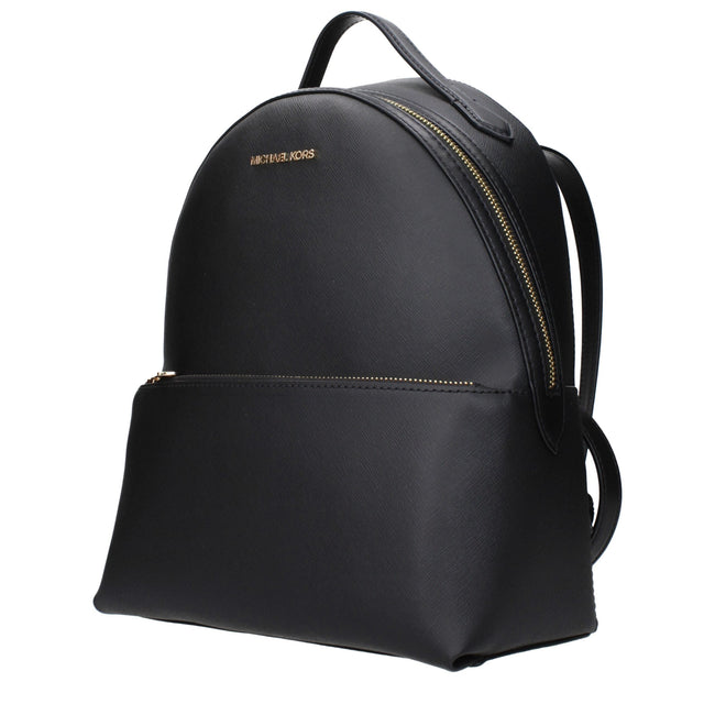 Michael Kors Black Leather Backpacks Michael Kors