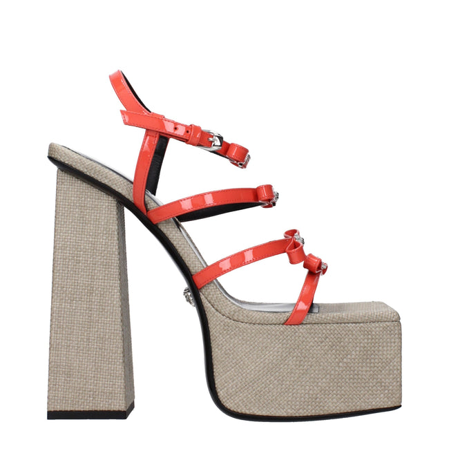 Versace Orange Leather Platforms Versace