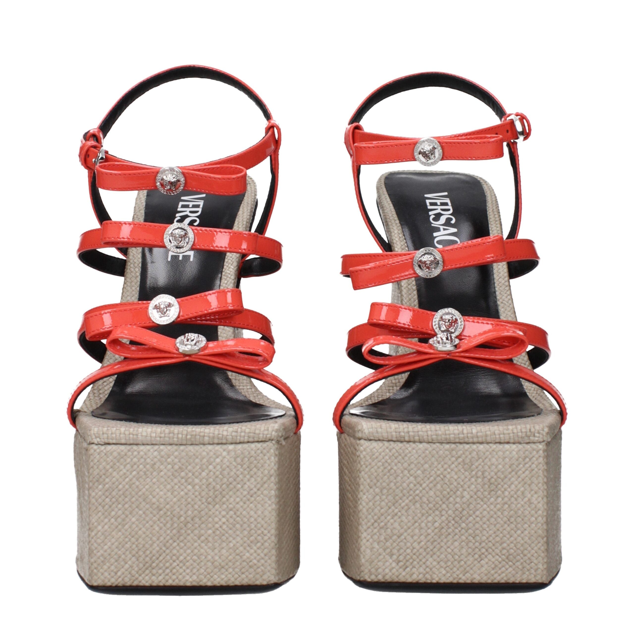 Versace Orange Leather Platforms Versace