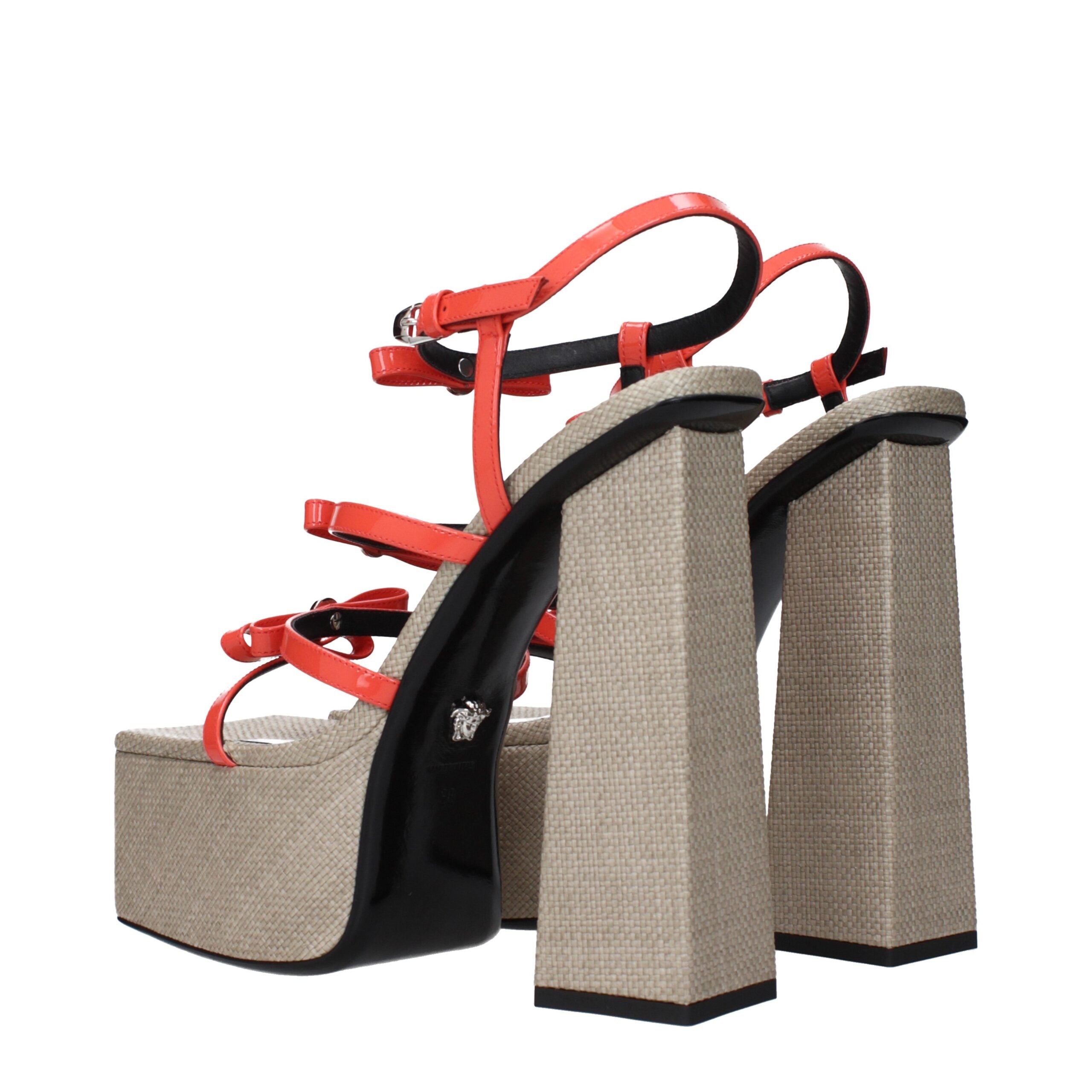 Versace Orange Leather Platforms Versace