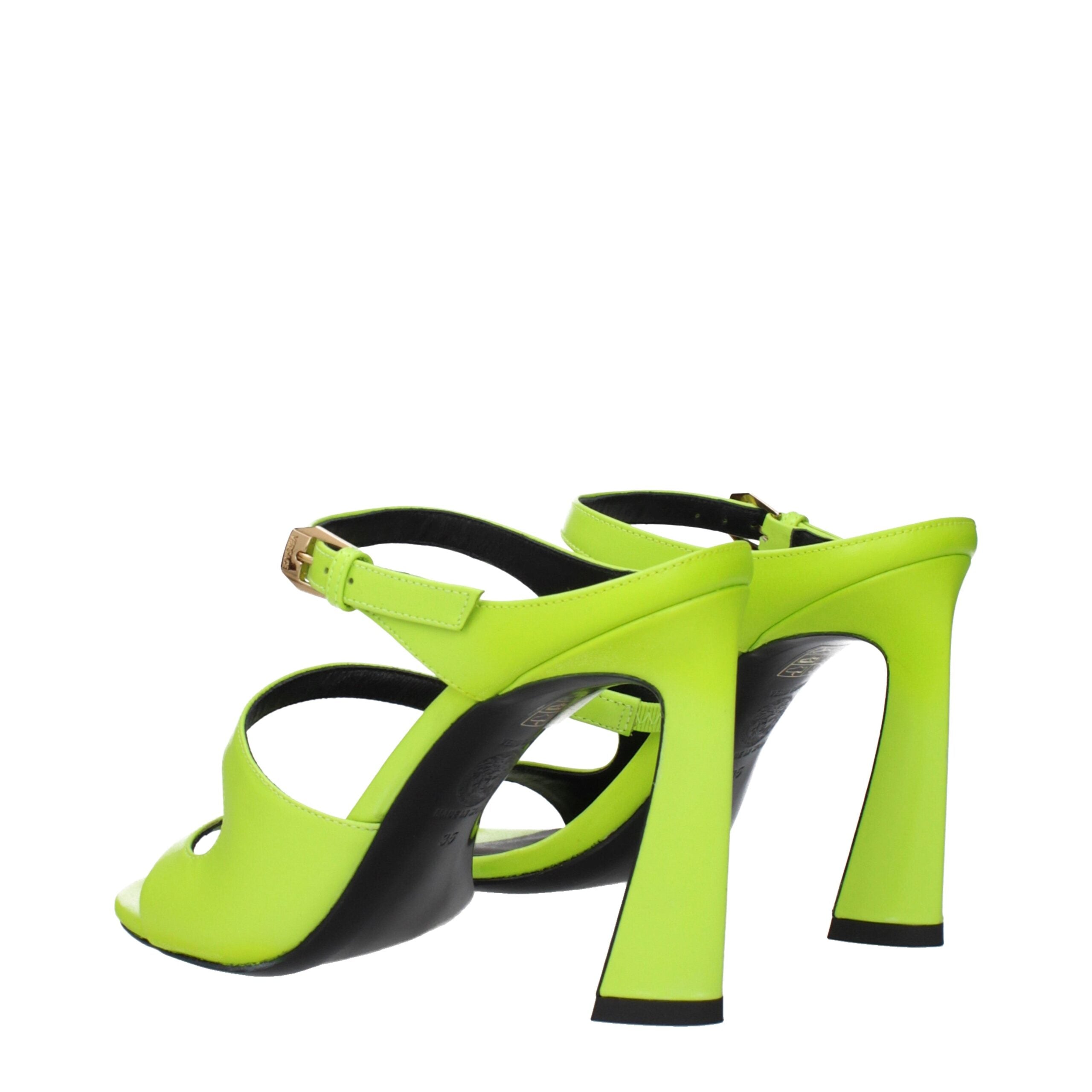 Versace Green Leather Stiletto Heels Sandals Versace