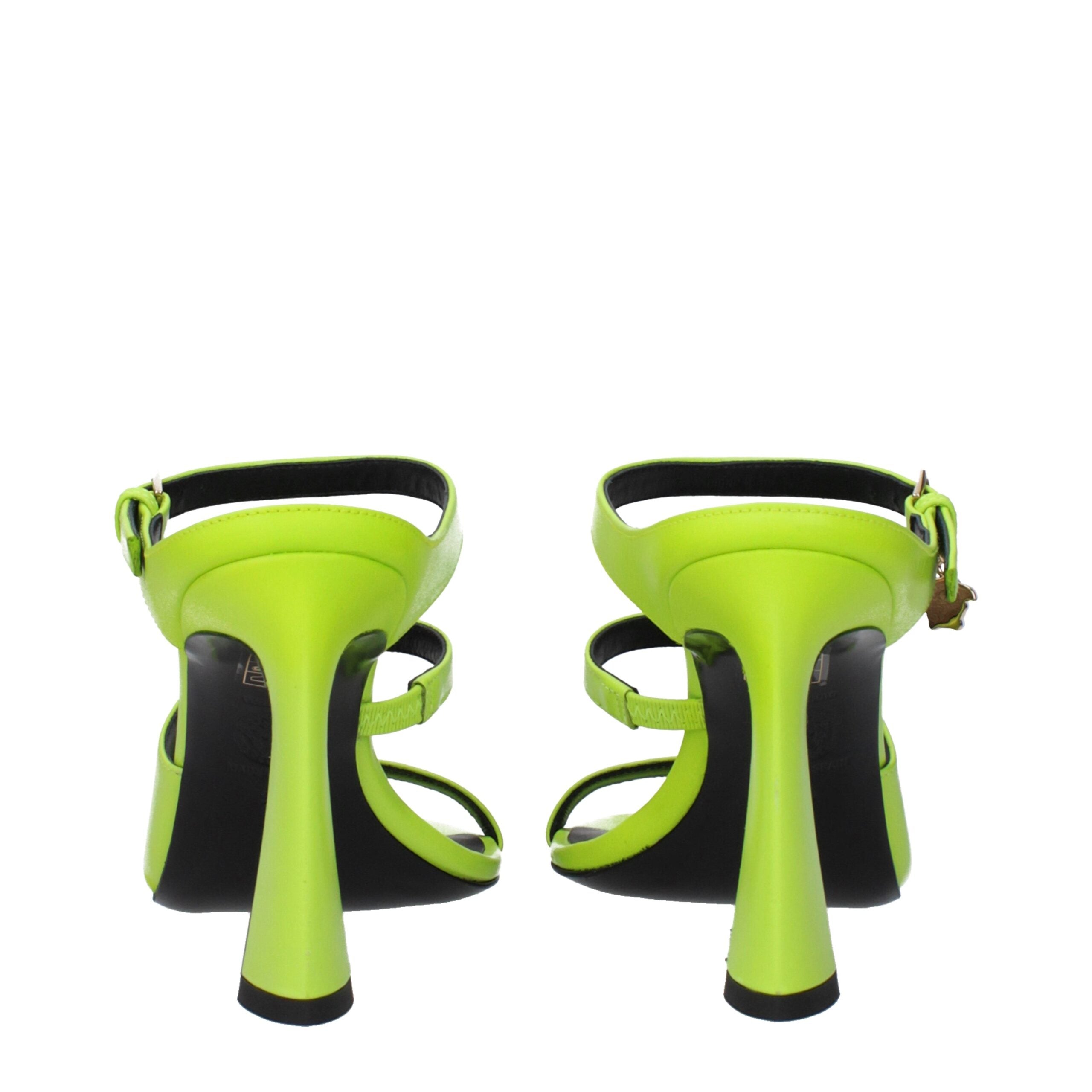 Versace Green Leather Stiletto Heels Sandals Versace