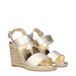 Prada Gold Leather Wedges Sandals Prada
