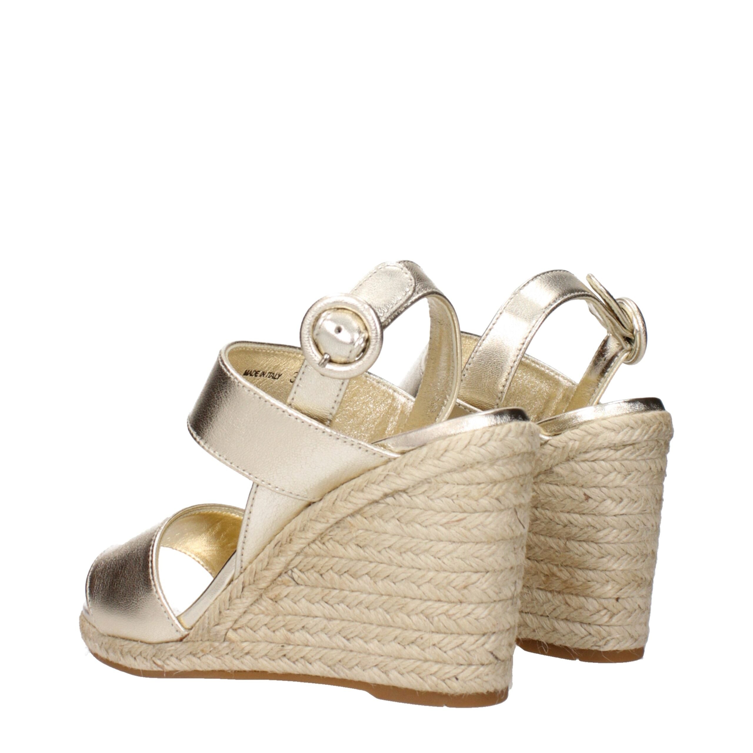 Prada Gold Leather Wedges Sandals Prada