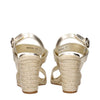 Prada Gold Leather Wedges Sandals Prada