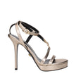 Versace Gold Leather Stiletto Heels Sandals Versace