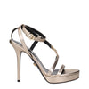 Versace Gold Leather Stiletto Heels Sandals Versace