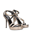 Versace Gold Leather Stiletto Heels Sandals Versace