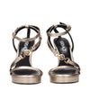 Versace Gold Leather Stiletto Heels Sandals Versace