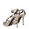 Versace Gold Leather Stiletto Heels Sandals Versace
